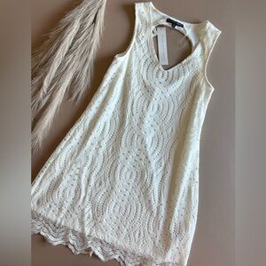 White Lace Crochet Mini Dress